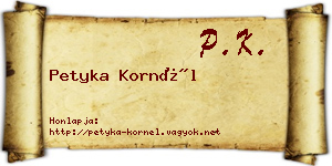 Petyka Kornél névjegykártya